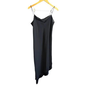 Positive Attitude Asymmetrical Dress Black size 12 90's Y2K Sheer Ruffle‎ LBD